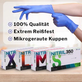ALTRUAN Nitril350 Disposable Gloves, Dark Blue, Pack of 100 Nitrile Gloves, Powder-Free, Disposable Rubber Gloves, Protective Gloves, Nitrile in S, M, L, XL (M)