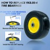 9x3.50-4 Flat-Free Lawn Mower Tire, Heavy-Duty PU Solid Tires with