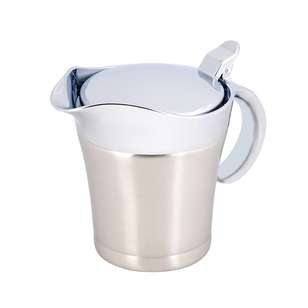 Heaveant Gravy Boat Sauce Jug, Thermal Sauce Pot, Double Walled Stainless Steel Sauce Pot with Lid for Cooking Milk, Sauce, Sauce, Pasta, Pasta (450ml)