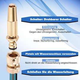 DRELD 2PCS Messing Gartenschlauch Düse Set Verstellbar, Reinigungsspritze für 13mm (1/2") Schlauch, Hochdruck Messing Düse mit Schnellanschluss, für Garten Bewässerung