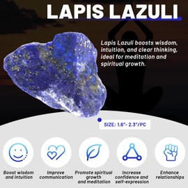 Orientrea Raw Lapis Lazuli Rough Crystal with Clear Quartz, Natural Lapis Lazuli Crystal and Healing Stones for Tumbling, Decoration, Polishing, Wire Wrapping, Wicca & Reiki 2PCS