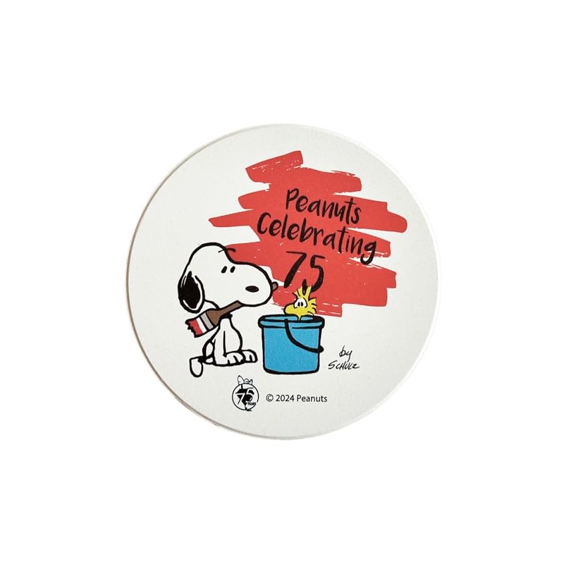 Peanuts 626510 75th Anniversary Snoopy Water Absorption Ceramic Coaster (Cork