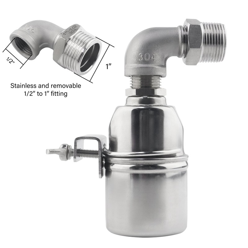 BEVDICNC 1/2 in 3/4 in Float Valve,304 Stainless Steel Fully