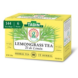 Tadin Lemongrass Herbal Tea, Caffeine Free, 24 Tea Bags Per Box, Pack of 6