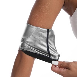 Vigorix Arm Trimmers for Women Compression Sauna Sweat Arm Shaper Bands, Arm Trainer Toner Sleeves for Sports Workout (Silver, XXL/XXXL)