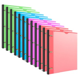 INFUN Telescoping 3 Ring Binder - 12 PCS, Flexible Round Binder with Customizable Front Cover and Clear Catalog Pocket, Holds 8.5x11 inch Paper