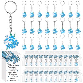 Kklolai 25 Sets Funeral Favors for Guests Forget Me Not Flower Keychain Remembrance Memorial Cards Organza Bags for Loved Ones Celebration of Life Keepsakes