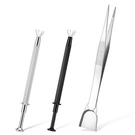 Giantre 3Pcs Grabber Tool Holder, Jeweler's Pick Up Sprinkle Pen Piercing Ball with Prongs Diamond Claw Jewelry Tweezers 4 Claw Precision Stainless Steel For Tiny Objects IC Chip Electronic Components