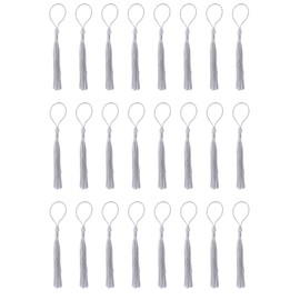 SOWAKA 30 Pcs Mini Tassels Soft Flossy Bookmark Tassels with Loop for DIY Crafting Project Earring Jewelry Making Souvenir Graduation Clothing Sewing Gift Tags (Grey)