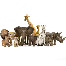 SANDBAR TOYS Safari Animals Set (12 Piece) - Wild Animals, Baby Animals, Zoo Animals, Jungle Animals, and African Animals - Educational Child Development Toy - Kids, Toddlers, Children Toy Figures
