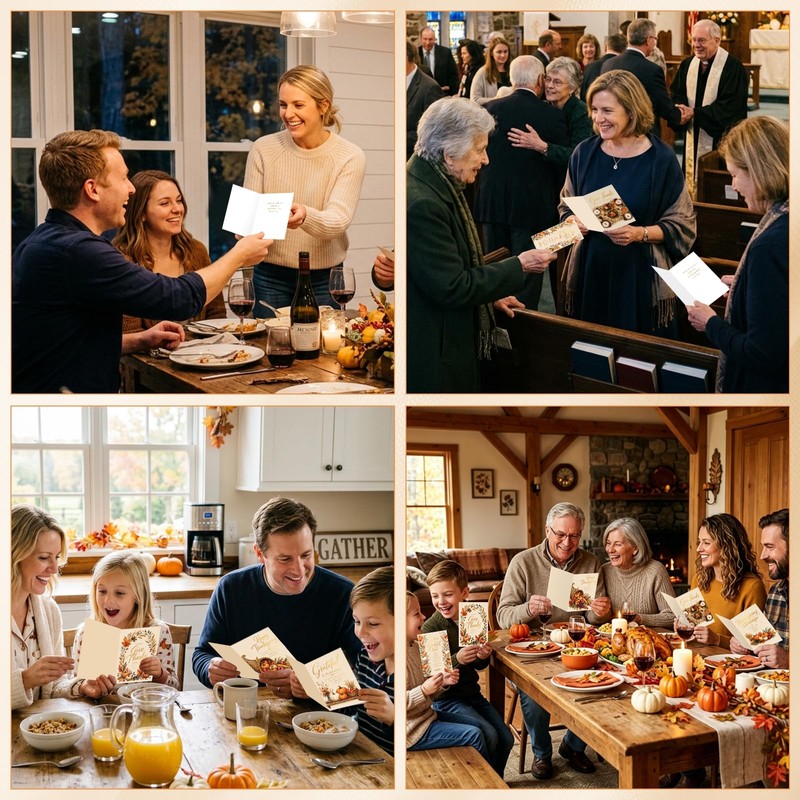 FLYAB 24 Pack Religious Thanksgiving Cards for Family Teachers Employees