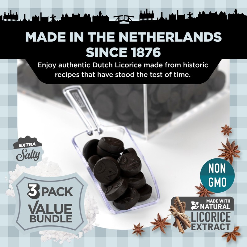 Gustaf's Dutch Licorice Double Salt Coins - 3 Pack of