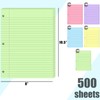 Koogel 5-Color Loose Leaf Paper, 500 Sheets Wide Ruled, 8