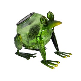 Evergreen Garden Solar Frog Statuary Outdoor Décor for Your Lawn and Garden