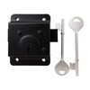 Surface-Mount Rim Lock, 76mm 3", Black Metal with 2 Keys