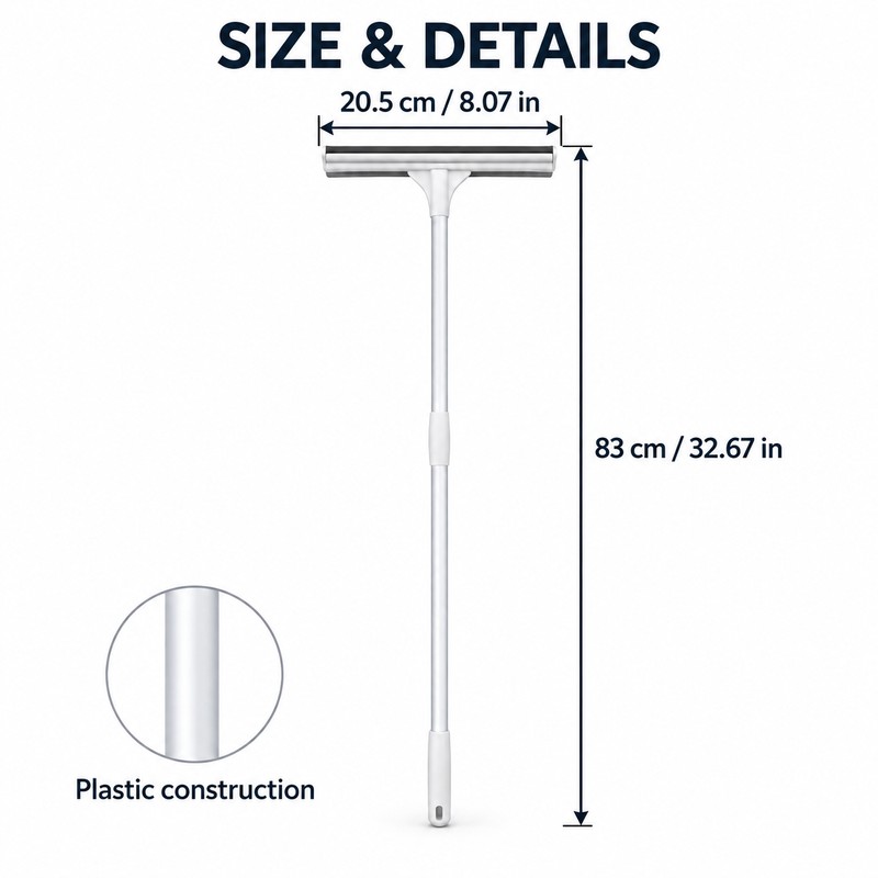 2-in-1 Window Squeegee for Glass Cleaning – Retractable Pole with