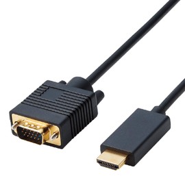 Elecom CAC-HDMIVGA10BK HDMI VGA Conversion Cable, 3.9 ft (1.0 m), Black