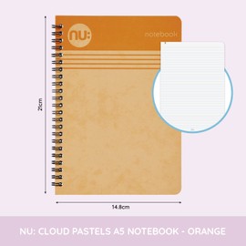 NU Notebooks - Cloud Pastels Range - A5 Orange Notebook - Spiral Bound - 110 Pages