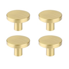 RZDEAL Cabinet Knobs,Solid Brass Round Dresser Drawer Knobs and Pulls Simple Decorative Kitchen Cabinet Door Handles (4pcs, 1.3“x0.79”)