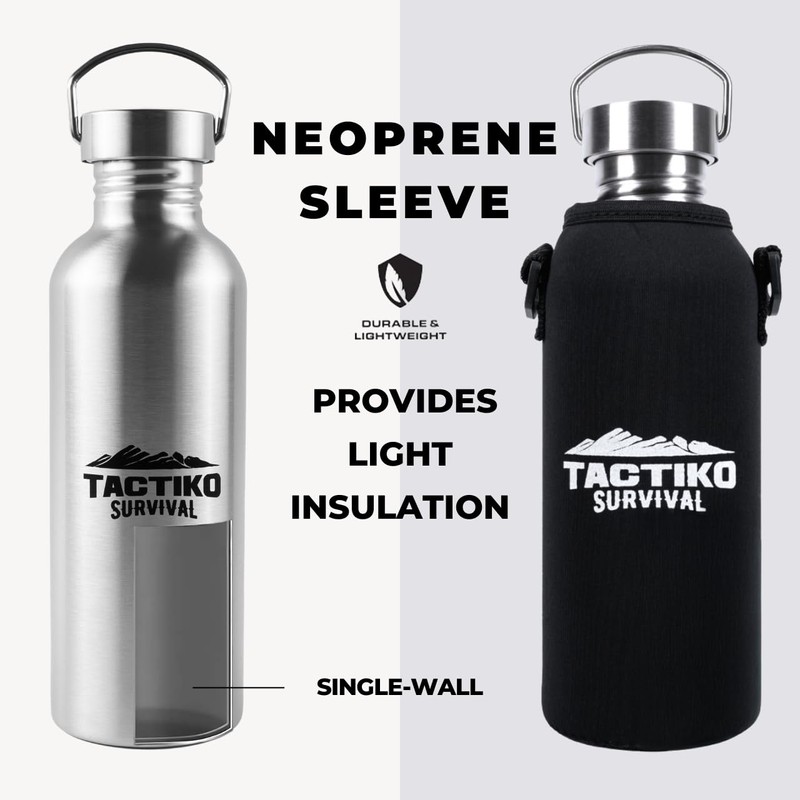 Tactiko Survival 34 oz/1000 ml Stainless Steel Wide Mouth Water