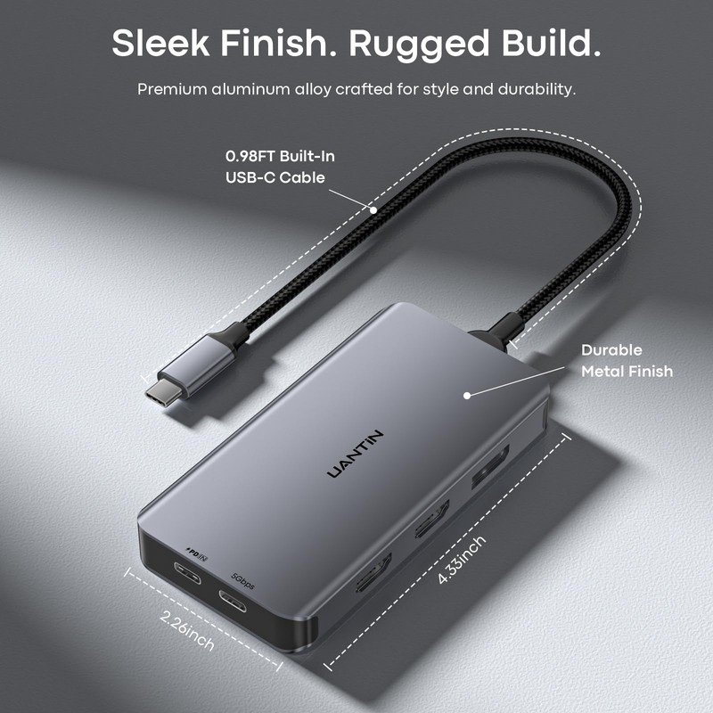 UANTIN Laptop Docking Station 3 Monitors, 8-in-1 USB C Dock