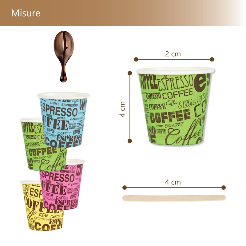 Bioaiks KIT Office 250 Paper Coffee Cups with Wooden Scoops