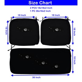 Sigmat 3 Pack Outdoor Seat Cushion Covers with Ties for Patio Furniture Set Replacement Cushion Covers for Outdoor Wicker Rattan Chairs Conversation Sets, Only Covers (Beige, 18x18x2,36x18x2)