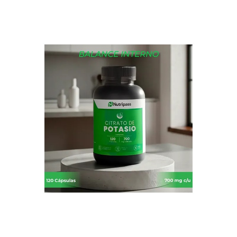 Citrato De Potasio 120 Cápsulas Nutripass 700mg Alta Pureza Sin