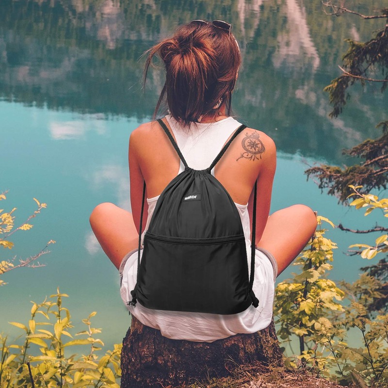 Drawstring Backpack String Bag Sackpack Cinch Water Resistant Nylon for