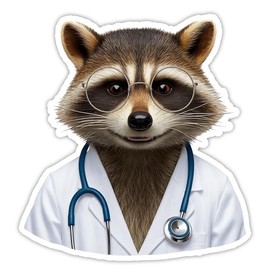 Raccoon Doctor Funny Sticker Decal, 5 inches | Water Proof | for car Bumper, Notebook, tumblers Sticker