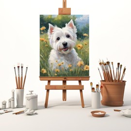 SVINOILER Paint by Numbers Kits West Highland Terrier Dog Animal Westie Dog DIY Digital Canvas Oil Painting Art Decor for Adults Beginner 16x20 Inch