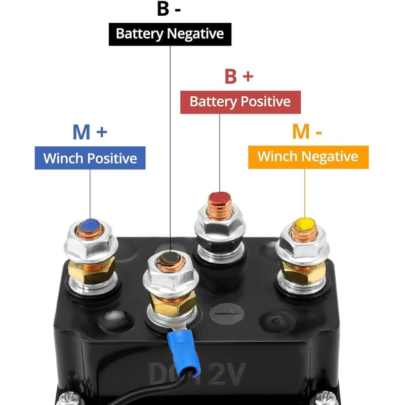QWORK Solenoid Relay, 12V 250A Winch Relay Solenoid Replacement Contactor