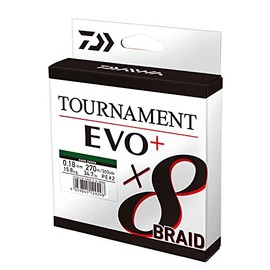 Daiwa Tournament x8 Braid EVO+ 0.10 mm, 6.7 kg/14.7 lbs, 135 m Dark Green, Braided Fishing Line, 12760-010