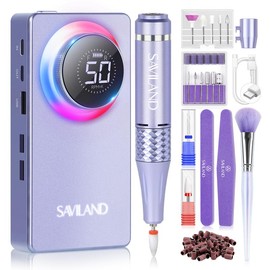 SAVILAND 50000RPM Electric Nail Drill: Professional Nail Care Rechargeable Portable Efile 2 Ceramic & 11 drill Bits Fast Acrylic Nail Removal in Salon - Color: Purple