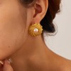 Rockyu Gold Big Pearlized Stud Earrings for Women Gorgeous Wedding