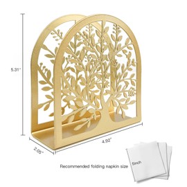 Napkin Holder, Napkin Holders for Tables Metal Standing Serviette Holder Tree of Life Design Gold Napkins Holder for Kitchen, Cafes, Restaurants, Weddings Parties