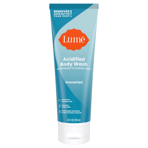 Lume Acidified Body Wash - 24 Hour Odor Control - Removes Odor Better than Soap - Moisturizing Formula - SLS Free, Paraben Free - Safe For Sensitive Skin - 8.5 ounce (Unscented)