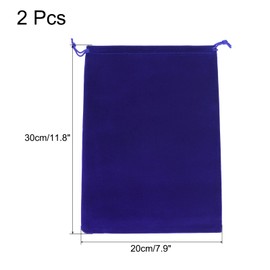 PATIKIL Microfiber Pouch 30x20cm Dark Blue 2pcs Soft Storage Drawstring Gift Bag for Glasses Wedding