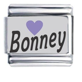 Bonney Purple Heart Laser Name Italian Charm Link