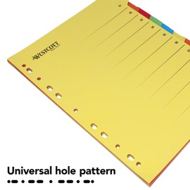Westcott Folder Register for A4 Plastic Wallets | Extra-Wide Binder Divider Sheets for A4 Punched Pockets | 10 Coloured tabs as Folder Organiser | Robust 230g/m² with Euro Punching | E-1733313 00