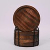 SAMHITA Mango Wood Coasters for Drinks with Iron Holder Stand