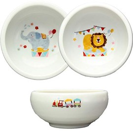 irodori Children's Tableware and Miscellaneous Goods Shop Set of 2 Patterns, Animal Circus, Side Dish Bowl, Diameter 3.8 inches (9.7 cm), Approx. 5.1 fl oz (150 ml), Lion & Elephant, Kids, Baby Shower, Animals, Nursing, Infants, Rehabilitation, Baby Tableware Set