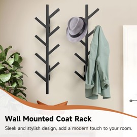 SNOGSWOG Vertical Coat Rack & Hat Rack Set of 2, Wall Mounted 39 Inch Floating Coat Rack for Entryway, Living Room, Bedroom