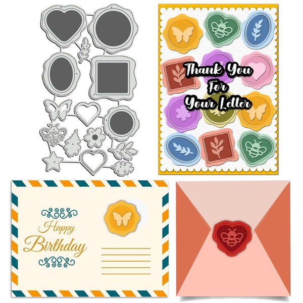 BENECREAT Wax Seal Stamp Theme Cutting Dies, Love Flower Leaf