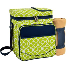 Picnic at Ascot Insulated Picnic Basket/Cooler And Blanket, Trellis Green