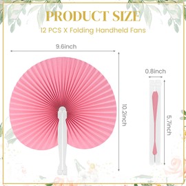JOHOUSE Decorative Round Hand Fan Foldable, 12 Packs Colourful Folding Fans Handheld Chinese and Japanese Style Crafts for Wedding, Dancing, Party Favors DIY Decoration