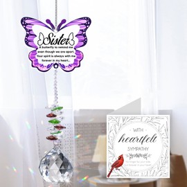 Sympathy Gifts for Loss of Sister, Sister Memorial Crystal Suncatcher Rainbow Maker, Christmas in Heaven Memorial Gifts for Loss of Sister, in Memory of Sister, Bereavement Gifts for Loss of Sister