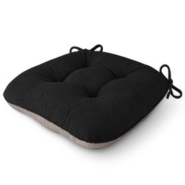 OVOV Chair Cushions for Dining Chairs Set of 1 Non-Slip Kitchen Seat Cushions 18" x 18" x 4" Indoor Seat Pads with Ties Black