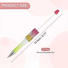 PATIKIL Diamond Beadable Pens, 10 Pcs Gradient Plastic Black Ink Bead Pen Creative DIY Ballpoint Pens for Teacher Office DIY Crafts Party Decorations Handmade Supplies, Red/White/Yellow