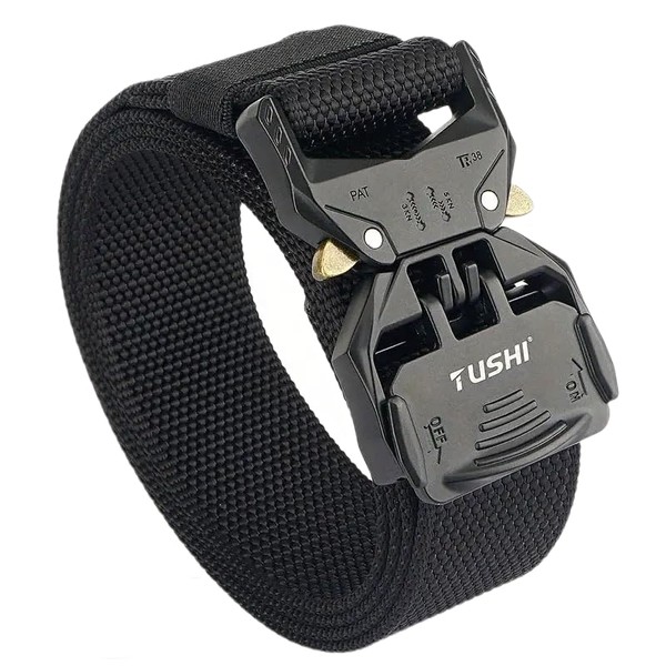 SANHIGHEND Men Tactical Belt,Quick Release Tactical Belt,Elastic Stretch 1.5" Web